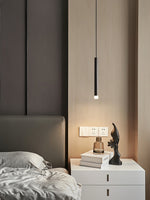 Linea Mono Linear Pendant Light in Matte Black with Brass Accents