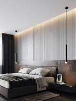 Linea Mono Linear Pendant Light in Matte Black with Brass Accents