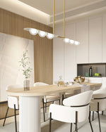 Linear LED Pendant Light in Brass and Glass for Modern Interiors