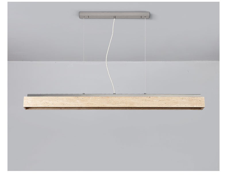Linear Travertine Pendant Light – Modern Stone Suspension Lamp for Dining & Kitchen Island