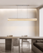 Linear Travertine Pendant Light – Modern Stone Suspension Lamp for Dining & Kitchen Island