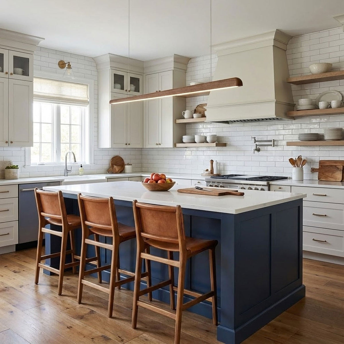 Linearity Modern Walnut LED Linear Pendant Light for Kitchen Island and Dining Room