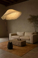 Linen Canopy Floor Lamp – Modern Natural Lighting for Living Spaces