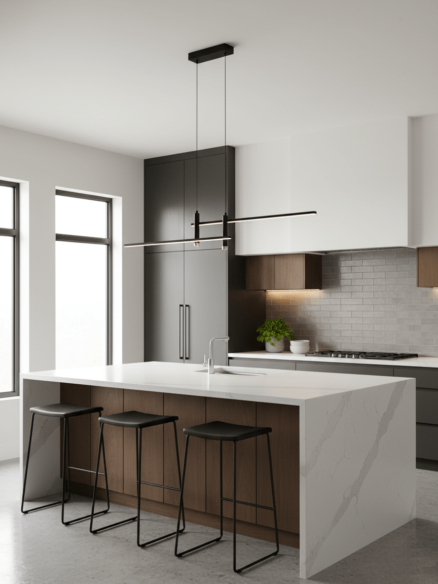 Links Linear LED Pendant Light for Kitchen Island | Modern Minimalist Ceiling Lamp