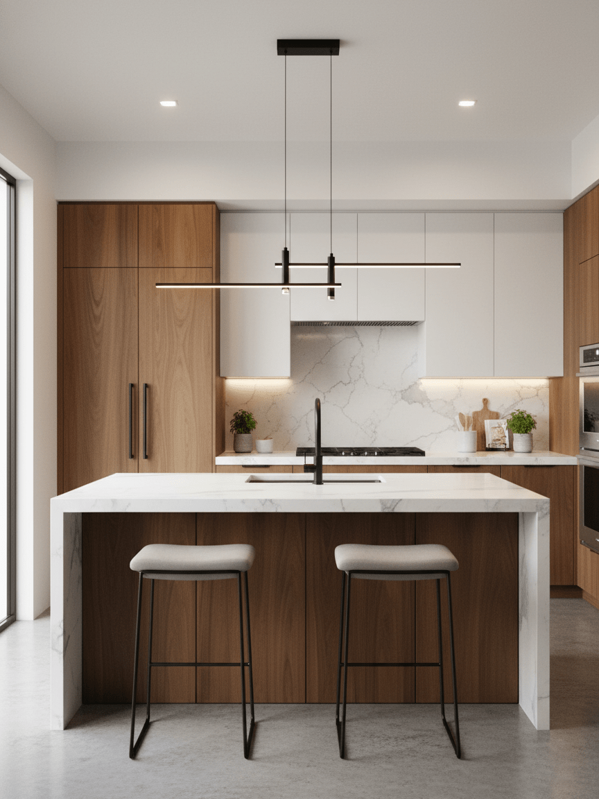Links Linear LED Pendant Light for Kitchen Island | Modern Minimalist Ceiling Lamp