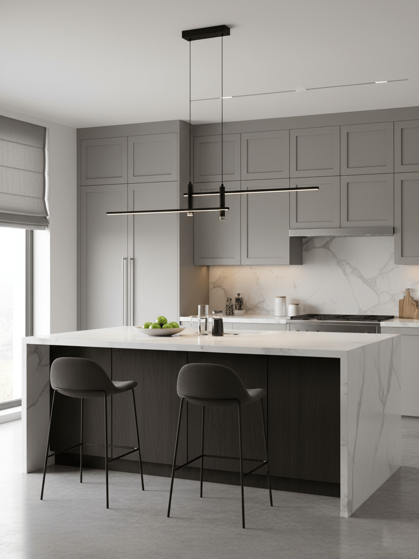 Links Linear LED Pendant Light for Kitchen Island | Modern Minimalist Ceiling Lamp