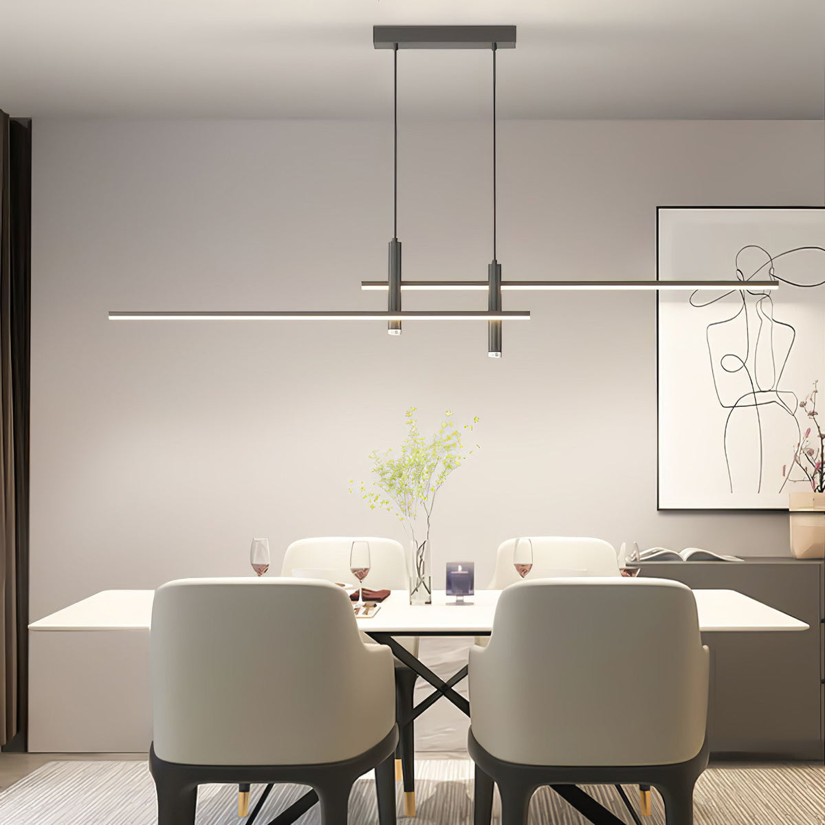 Links Linear LED Pendant Light for Kitchen Island | Modern Minimalist Ceiling Lamp