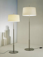 Rilume Modern Floor Lamp with Fabric Drum Shade in Nickel