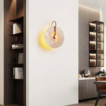 Lior Travertine Wall Sconce with Brass Hook – Modern LED Wall Lamp