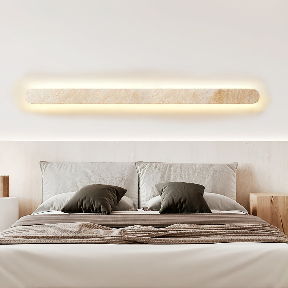 Lior Sculptural Travertine LED Wall Sconce for Modern Interiors