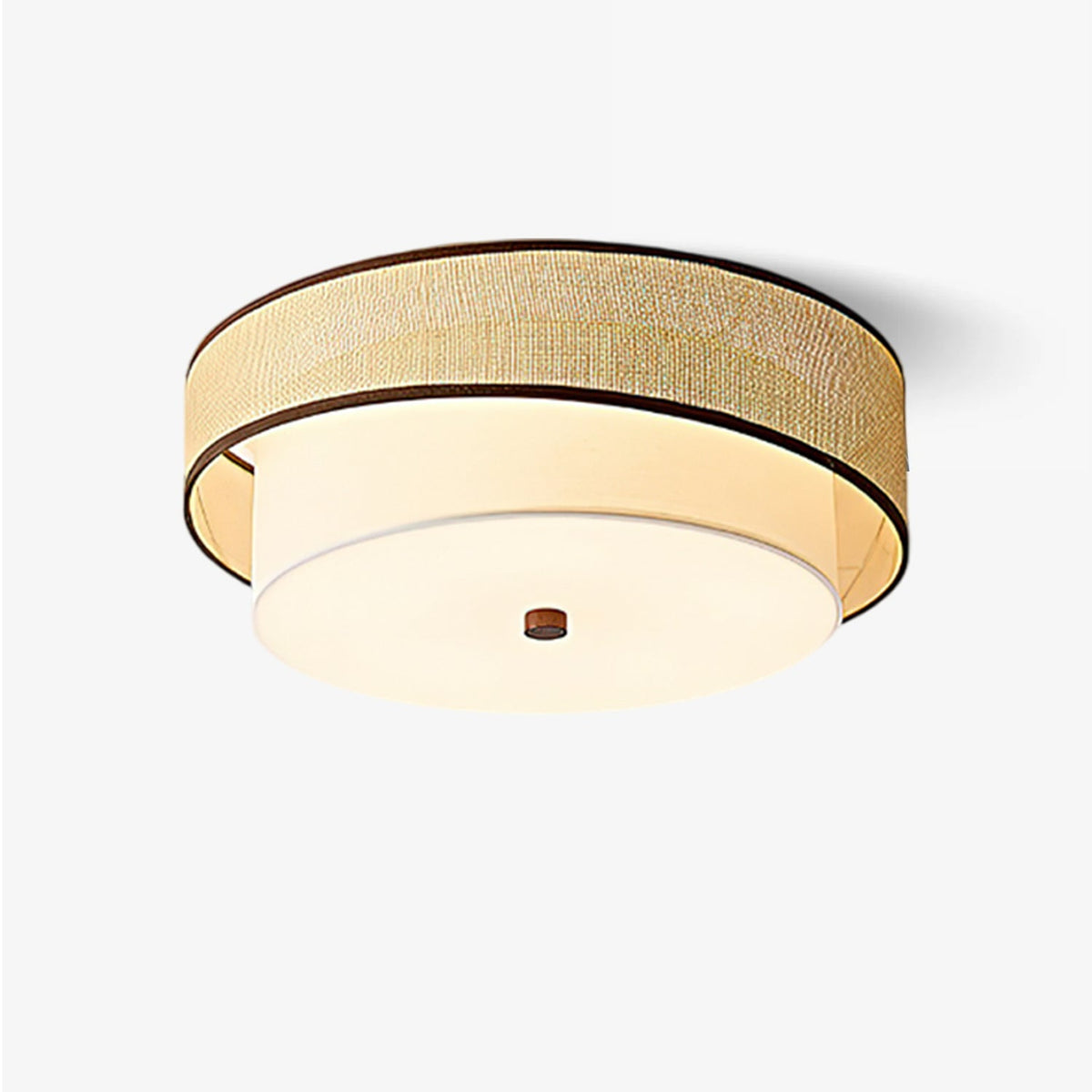 Liora Handwoven Rattan Ceiling Lamp with Fabric Diffuser