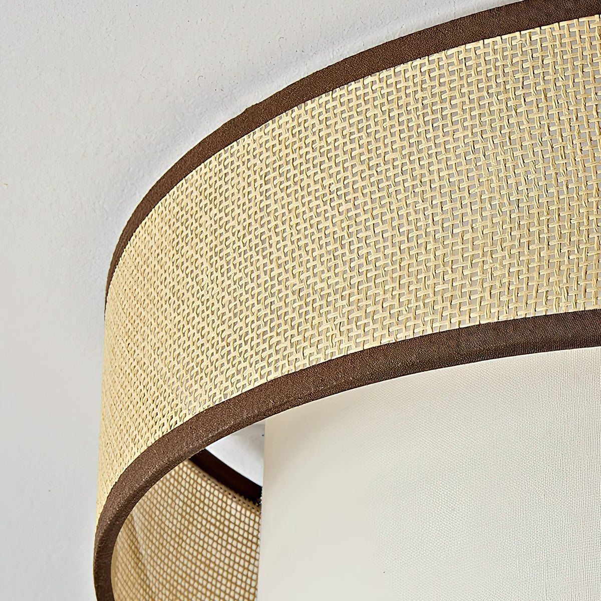 Liora Handwoven Rattan Ceiling Lamp with Fabric Diffuser