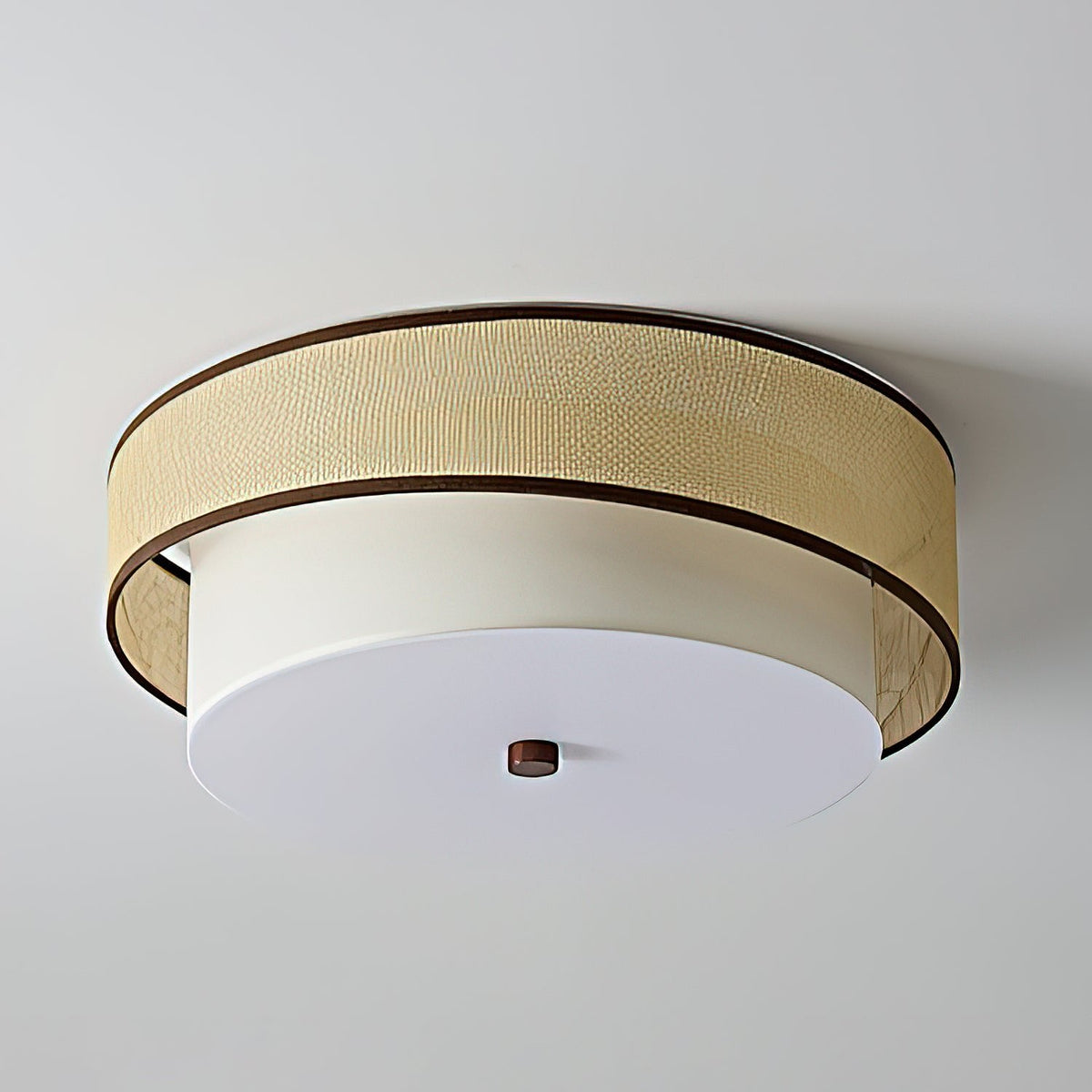 Liora Handwoven Rattan Ceiling Lamp with Fabric Diffuser