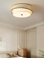 Liora Handwoven Rattan Ceiling Lamp with Fabric Diffuser
