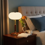 Liora Lantern Table Lamp – Walnut Wood & Amber Glass LED