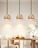 Liora Travertine Pendant Light – Natural Stone & Wood Designer Hanging Lamp