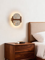 Liora Travertine Wall Sconce with Walnut Accent – Modern Organic LED Wall Light