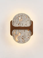 Liora Travertine Wall Sconce with Walnut Accent – Modern Organic LED Wall Light