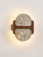 Liora Travertine Wall Sconce with Walnut Accent – Modern Organic LED Wall Light