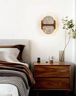 Liora Travertine Wall Sconce with Walnut Accent – Modern Organic LED Wall Light