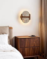 Liora Travertine Wall Sconce with Walnut Accent – Modern Organic LED Wall Light