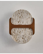 Liora Travertine Wall Sconce with Walnut Accent – Modern Organic LED Wall Light