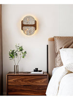 Liora Travertine Wall Sconce with Walnut Accent – Modern Organic LED Wall Light