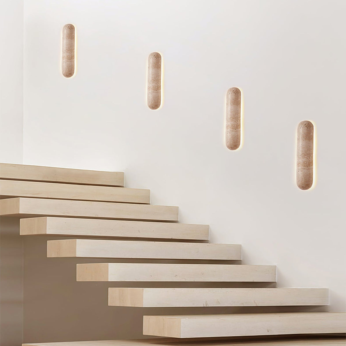 Liora Travertine Wall Sconce — Sculptural Stone LED Wall Light