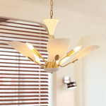 Liora Blossom Modern Floral Chandelier in Gold Brass and White Glass