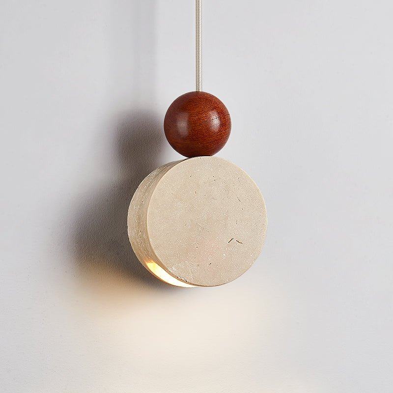 Liora Pendant Light in Yellow Travertine and Walnut Wood
