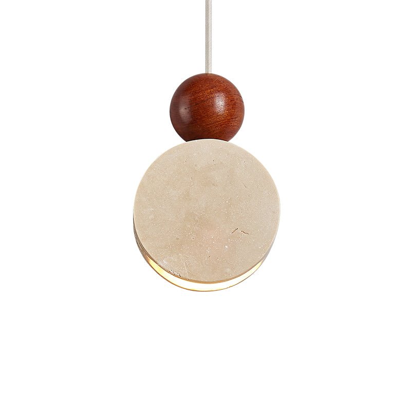 Liora Pendant Light in Yellow Travertine and Walnut Wood