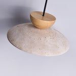 Liora Pendant Light in Travertine and Wood – Modern Designer Ceiling Lamp