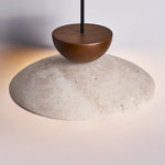 Liora Pendant Light in Travertine and Wood – Modern Designer Ceiling Lamp