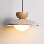 Liora Pendant Light in Travertine and Wood – Modern Designer Ceiling Lamp