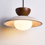 Liora Pendant Light in Travertine and Wood – Modern Designer Ceiling Lamp
