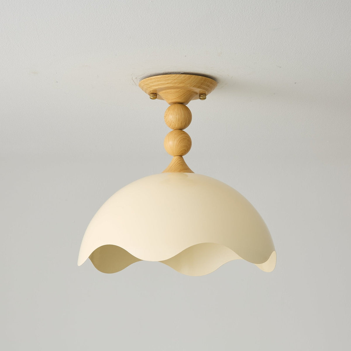 Liora Scallop Ceiling Light — Modern Wood Veneer LED Flush Mount