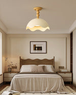 Liora Scallop Ceiling Light — Modern Wood Veneer LED Flush Mount