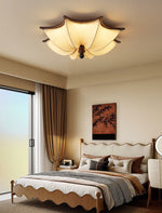 Liorin Fabric Ceiling Light – Modern Wood & Fabric Flush Mount