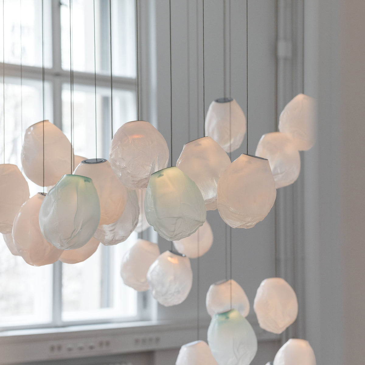 Liquid Glass Stone Pendant Light – Sculptural Blown Glass Chandelier