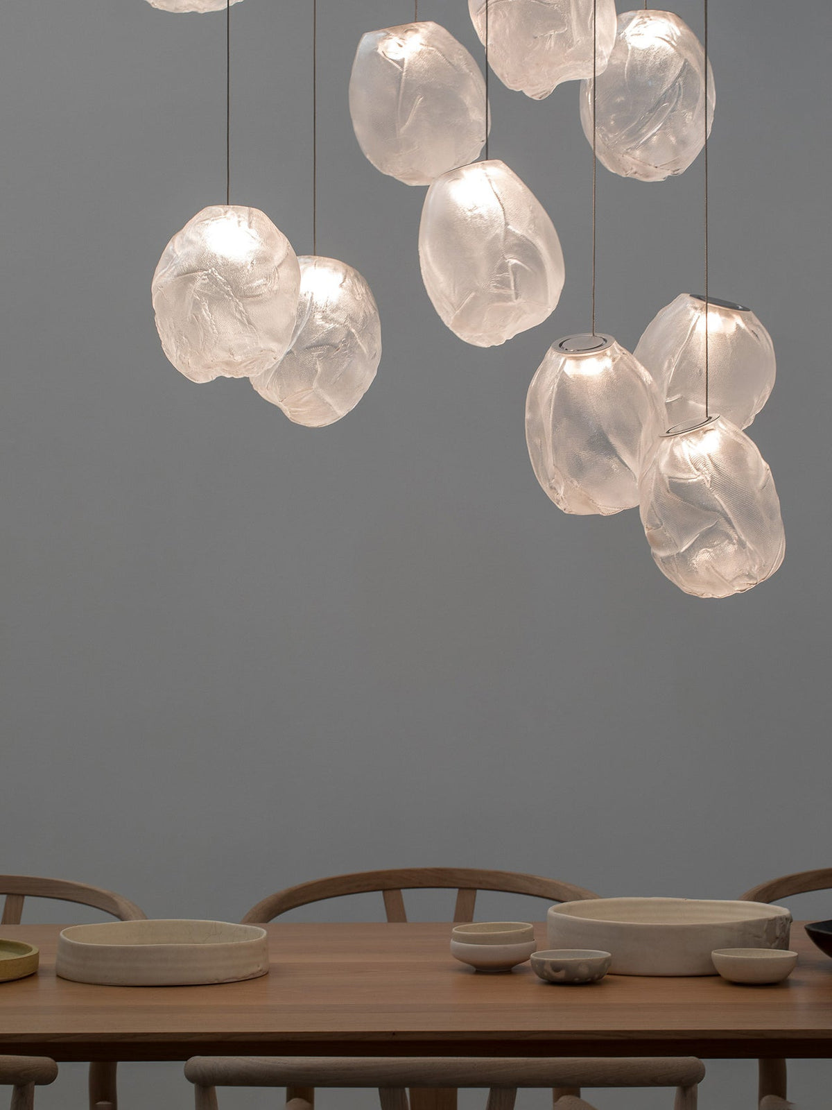 Liquid Glass Stone Pendant Light – Sculptural Blown Glass Chandelier
