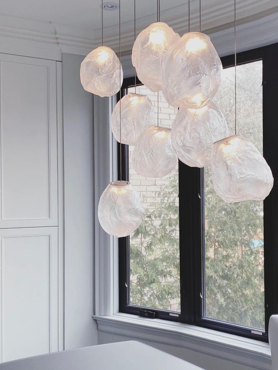Liquid Glass Stone Pendant Light – Sculptural Blown Glass Chandelier