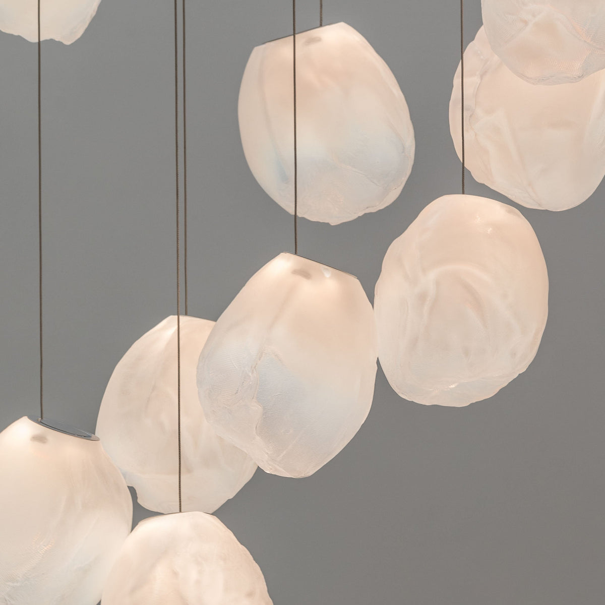 Liquid Glass Stone Pendant Light – Sculptural Blown Glass Chandelier