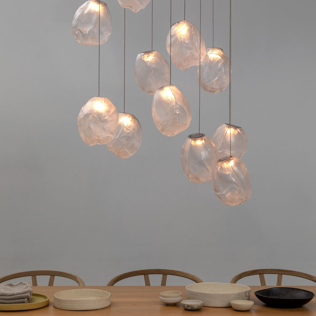 Liquid Glass Stone Pendant Light – Sculptural Blown Glass Chandelier