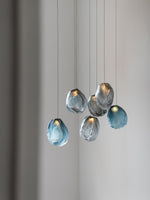 Liquid Glass Stone Pendant Light – Sculptural Blown Glass Chandelier