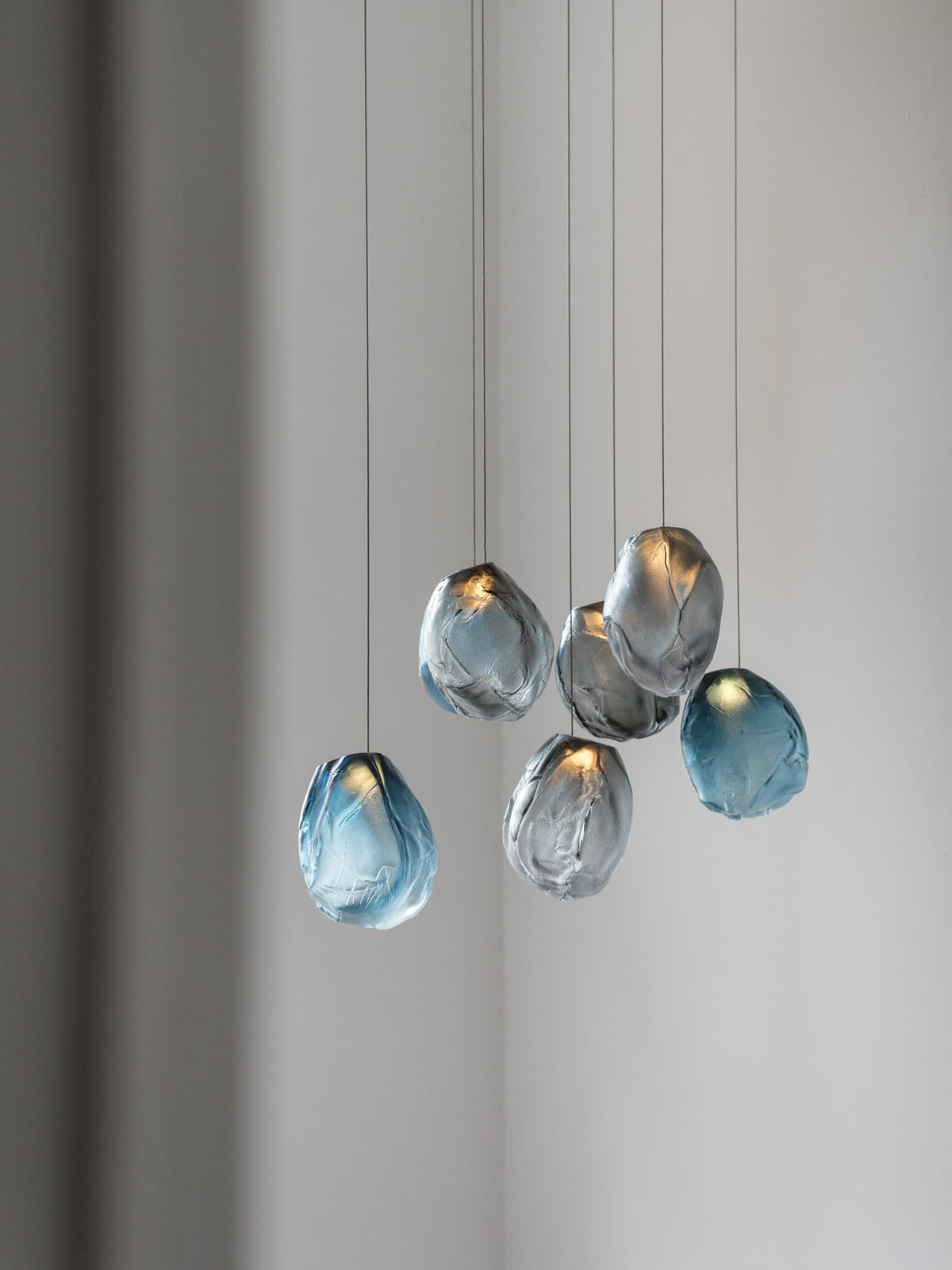 Liquid Glass Stone Pendant Light – Sculptural Blown Glass Chandelier