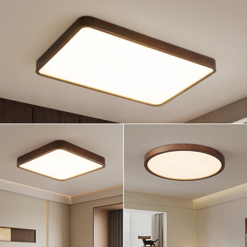 Lira Rectangular LED Ceiling Light in Walnut Wood for Modern Interiors