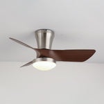 Lirien Flush Mount Ceiling Fan with LED Light in Walnut and Nickel