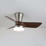 Lirien Flush Mount Ceiling Fan with LED Light in Walnut and Nickel
