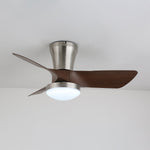 Lirien Flush Mount Ceiling Fan with LED Light in Walnut and Nickel