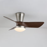 Lirien Flush Mount Ceiling Fan with LED Light in Walnut and Nickel